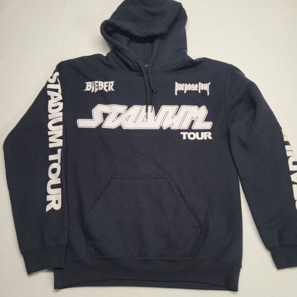 Justin Bieber Purpose Tour Stadium Tour‎ Hoodie Men's S Black Dual Sided Concert - Picture 1 of 9